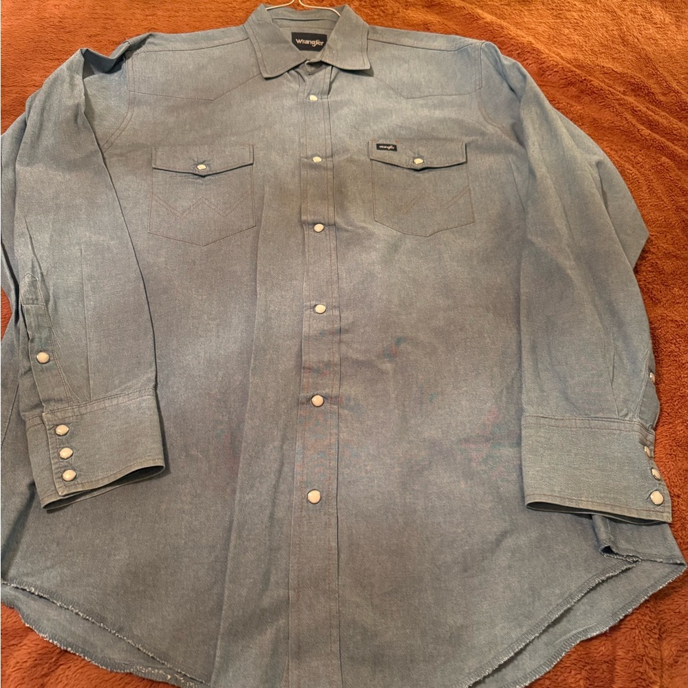Wrangler Lightwash Denim Pearl Snap XLT Shirt